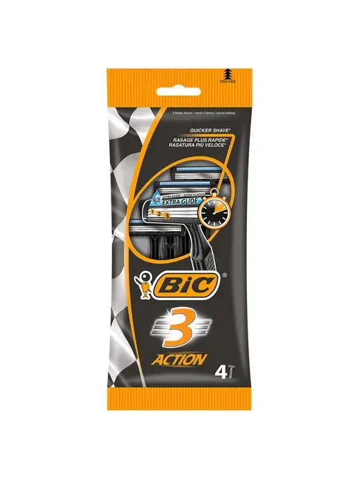 BIC Станки для бритья одноразовые мужские 3-лезвия 4 шт, 4 шт, фото 4