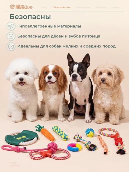 PAWSitive Игрушки для собак и щенков набор 10 штук, вариант, фото 2