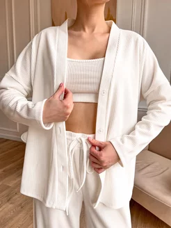 Пижама теплая тройка со штанами и рубашкой mimi pajamas 137549550 купить за 2 749 ₽ в интернет-магазине Wildberries