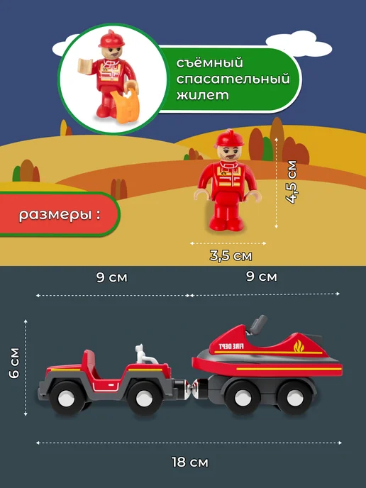 Playtive Спасательный катер для деревянной железной дороги, красный, фото 3