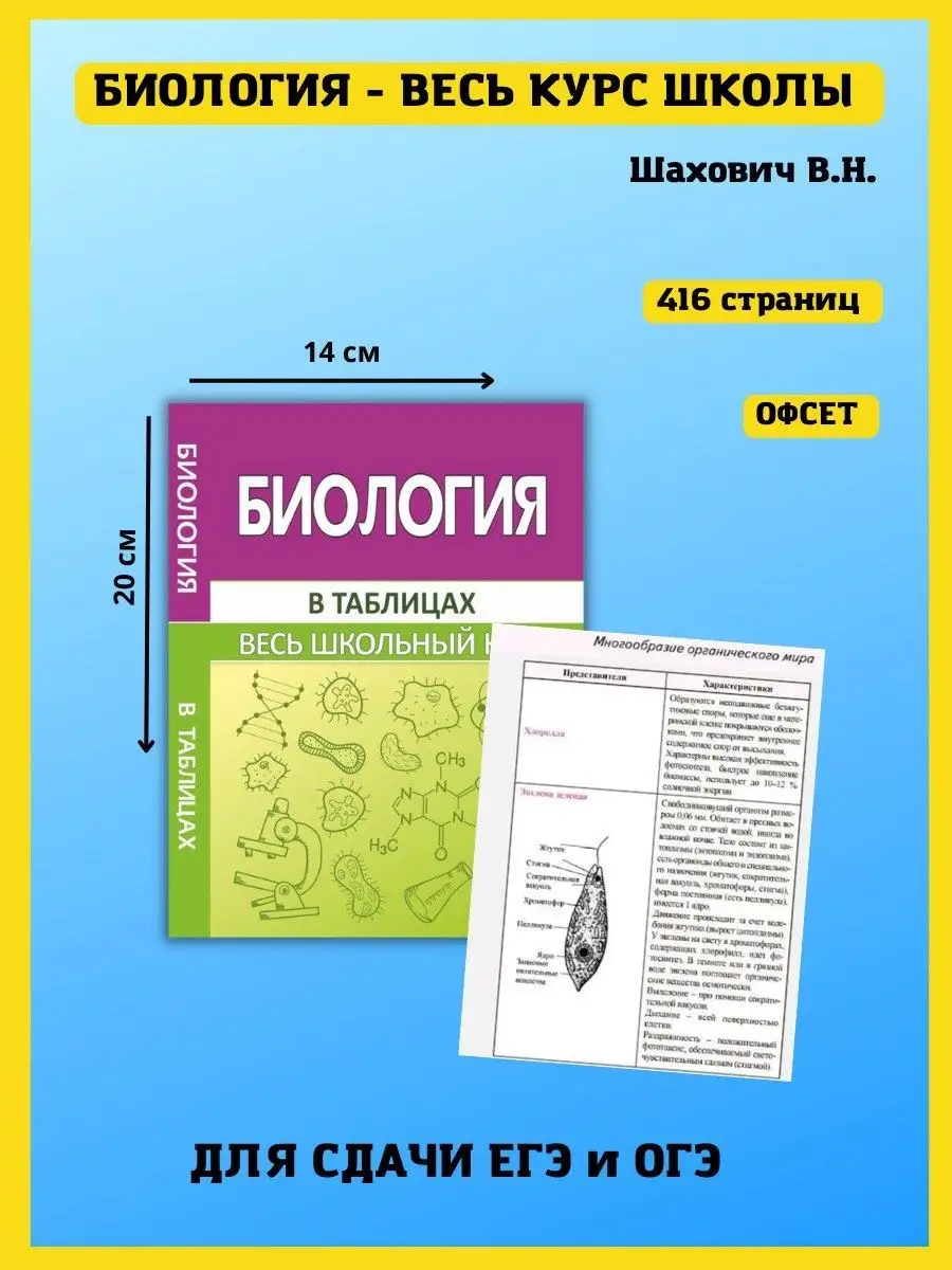 Биология. Весь школьный курс в таблицах и схемах. ОГЭ, ЕГЭ Принтбук  137629908 купить за 320 ₽ в интернет-магазине Wildberries