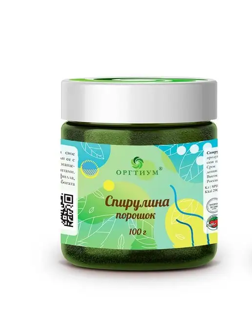 Оргтиум Спирулина порошок 100г сохранение фигуры вывод, 100 г