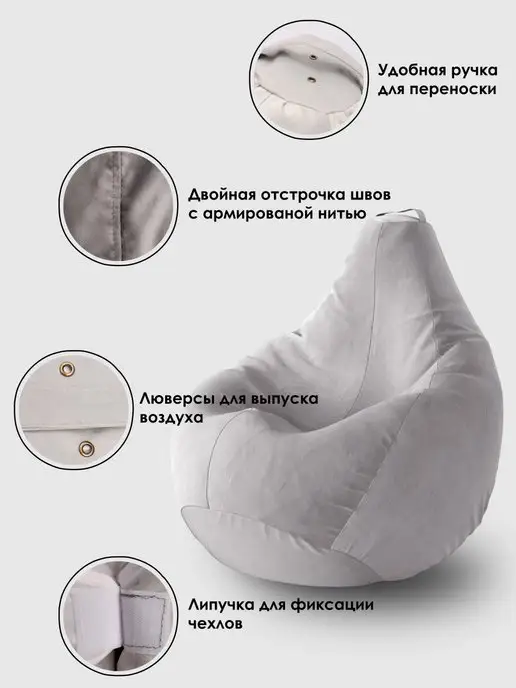 ПИНГВО Кресло-мешок 2xl детское, желтый, фото 4