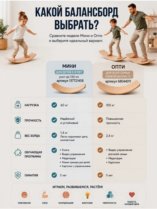 BrainBoard Баланс борд для детей, рокерборд балансир, бежевый, фото 7