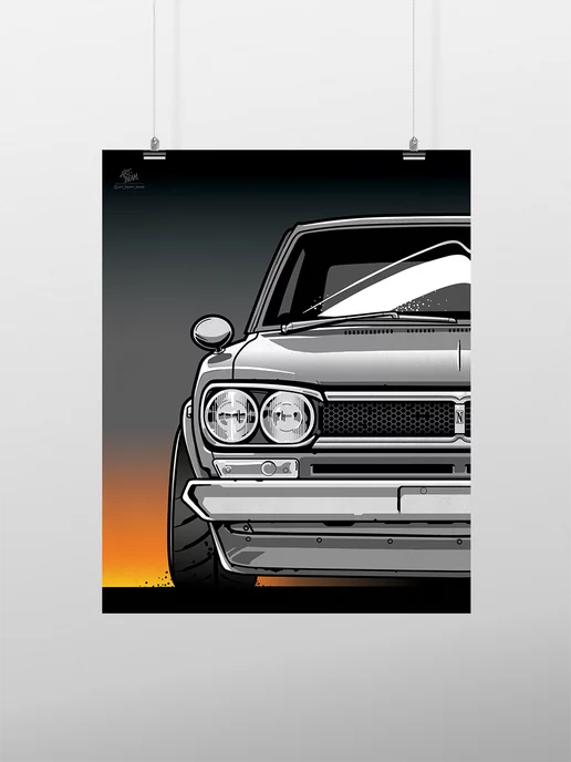 Art Beam Store Постер 50х40 см, Nissan Skyline C10 GTR, gray