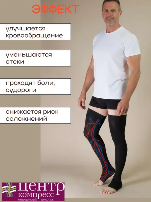 центр компресс Компрессионные чулки 2 класс, черный, фото 3
