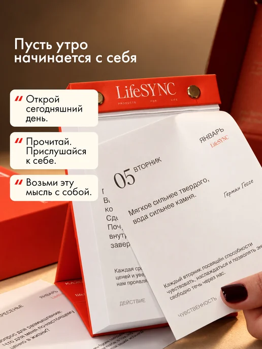 LifeSync Настольный отрывной календарь 2027 Life Sync, белый, фото 4