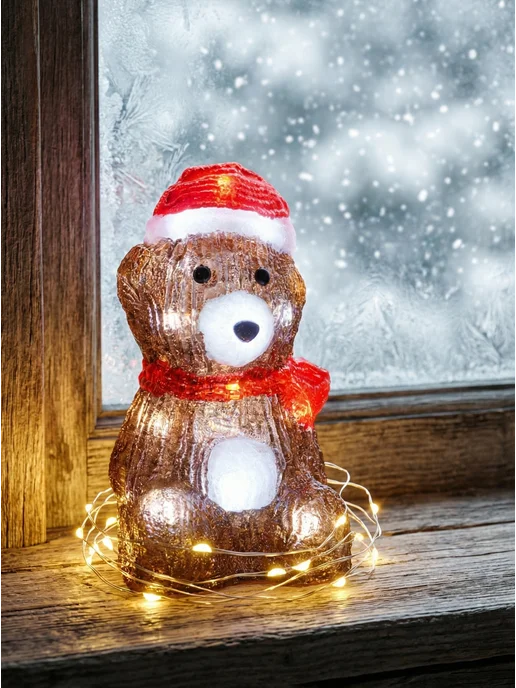 Christmas lights Акриловая фигура медведь светодиодный 22 см, коричневый, фото 5