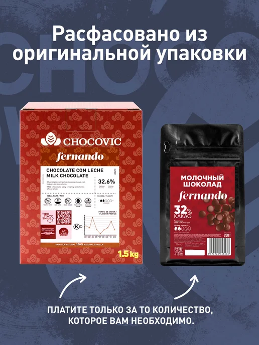 Chocovic Шоколад молочный Чоковик Fernando 32,6% 0,2 кг, 200 г, фото 3