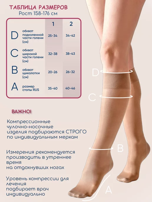 FILOROSSO Компрессионные гольфы 2 класс Terapia 50 den от варикоза, бежевый, фото 2