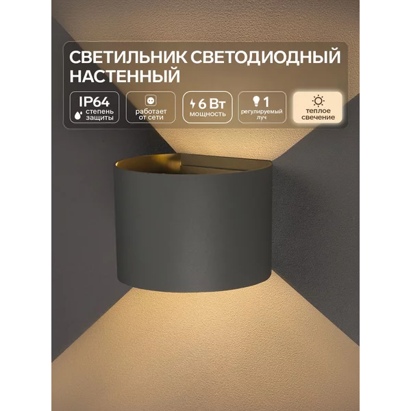 Светильник светодиодный настенный FSD-005, 3000К, IP54, 220В