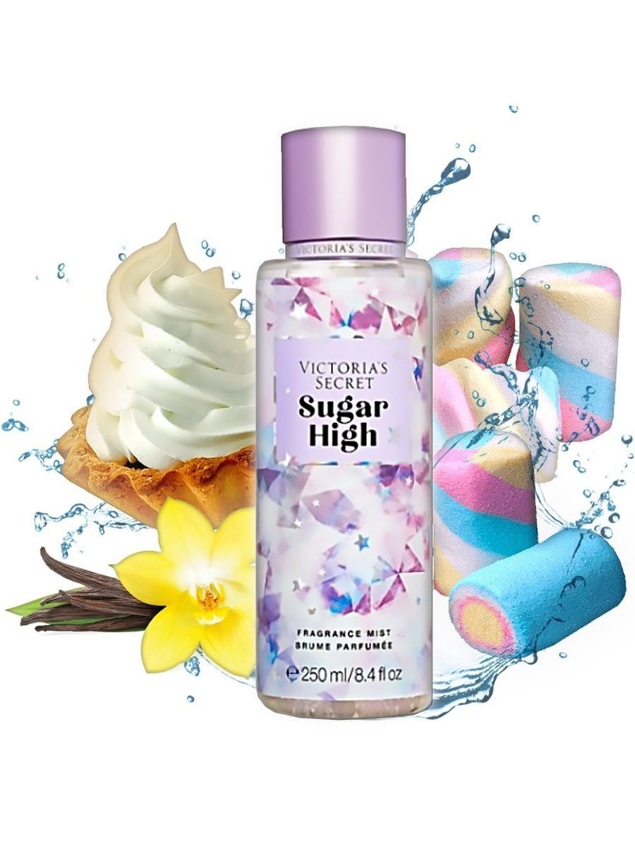 Сладкая вата аромат. Спрей мист Victoria`s Secret Sugar High 250 ml. Спрей парфюмированный для тела Victoria's Secret Sugar High 250 ml.