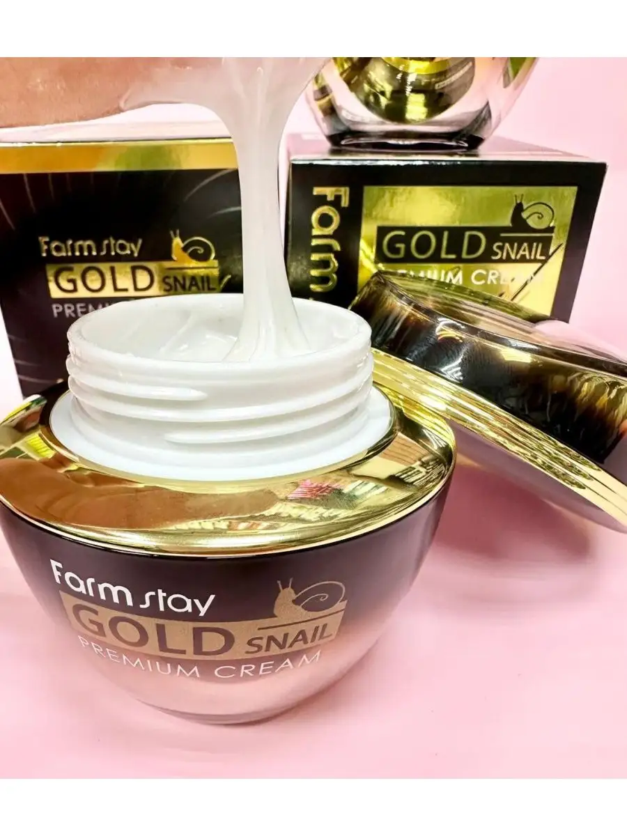 Premium gold snail. Gold Snail Premium Cream. Премиум крем с золотом и муцином улитки Farmstay Gold Snail Premium Cream. Крем корейский с улиткой Farmstay. Улиточный крем Constanta Snail Cream White