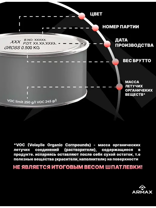 ARMAX Шпатлевка универсальная, 0.43 кг + отвердитель, 430 г, фото 4