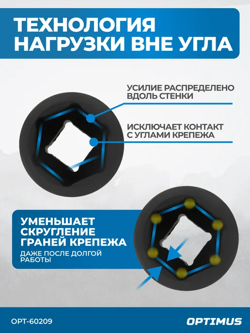 OPTIMUS HD Набор ударных головок 3 4" 9 пр, 22-38 мм, вариант, фото 2