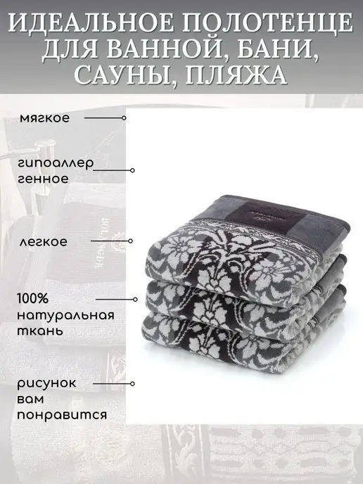 Bolangde Полотенца махровые для лица и рук в ванную набор 34х78 2 шт, 34x78, 2 шт, фото 5