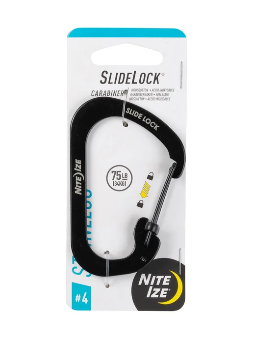 Nite Ize Карабин стальной SlideLock #4 с блокировкой, черный, черный, фото 7