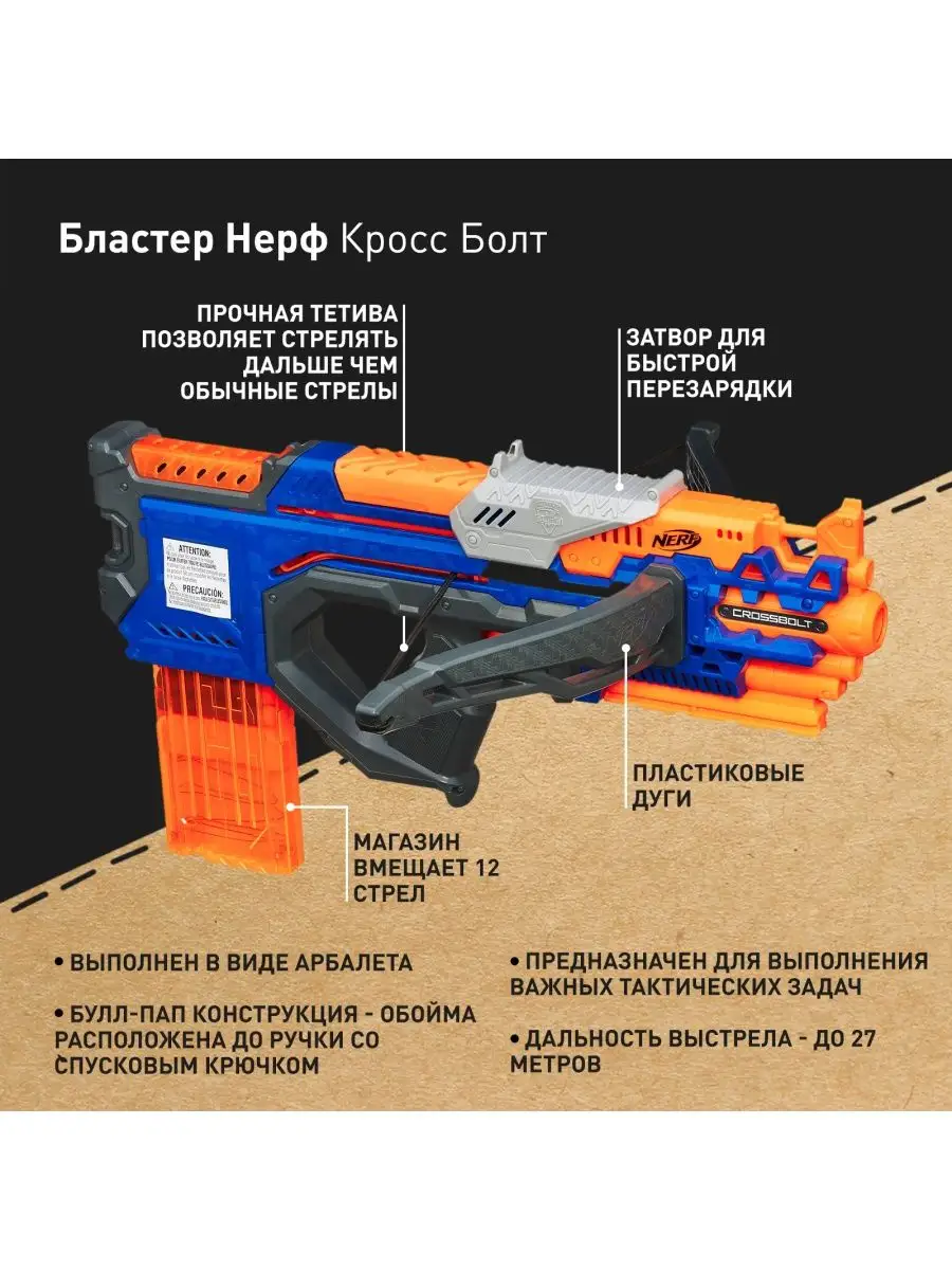 Бластер Нерф Элит Кросс Болт nerf автомат арбалет игрушечный NERF 138025775  купить за 8 690 ₽ в интернет-магазине Wildberries