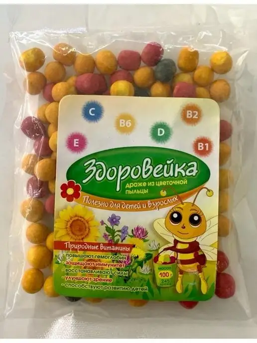 Мелмур Драже из пыльцы "Здоровейка", 100 г, 100 г