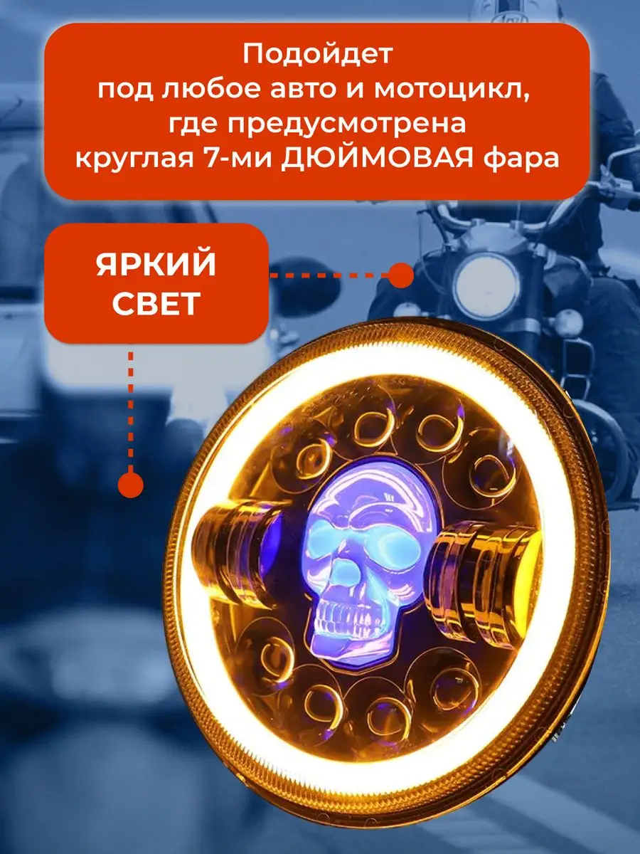 Светодиодная(LED) передняя круглая фара 