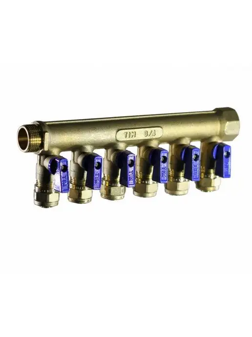 TIM Коллектор 3 4"-6выхода 1 2"-16цанга 200-3 4(6)B, синий, фото 6