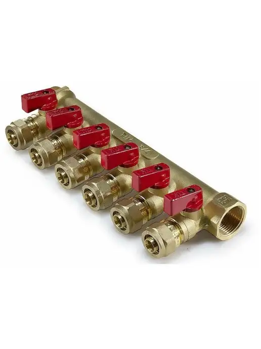 TIM Коллектор 3 4"-6выхода 1 2"-16цанга, красный