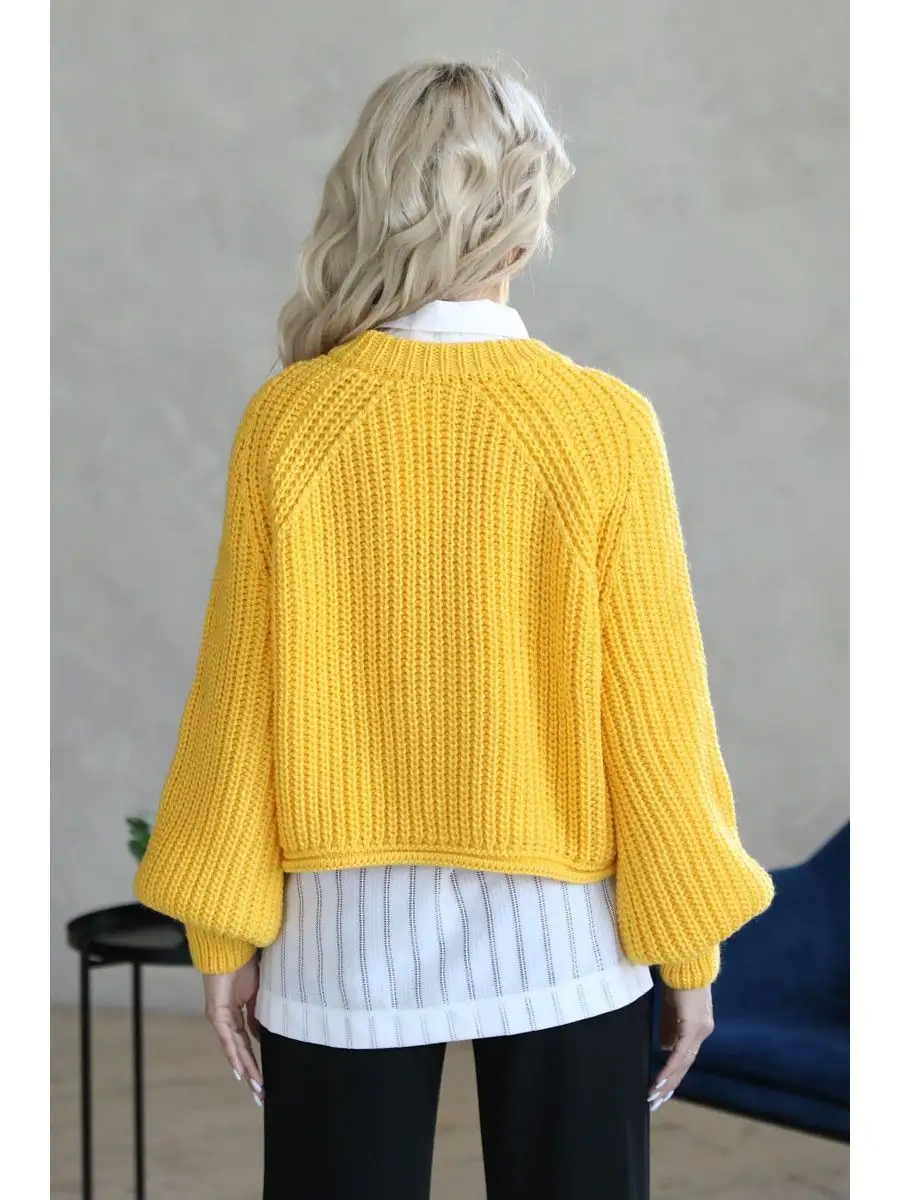 Кофты и свитера: вязаные. Цвет - желтый