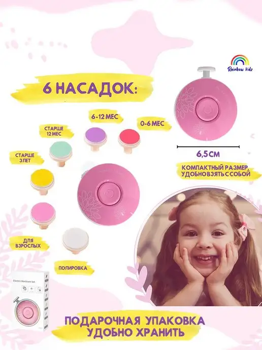 Rainbow kidz Детские ножницы-пилка для новорожденных триммер для ногтей, розовый, фото 3
