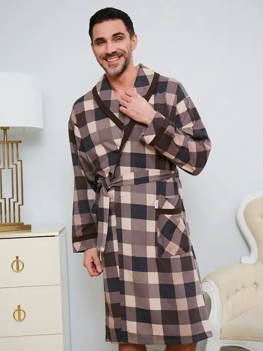 Vistyle Халат домашний теплый, коричневый, фото 4