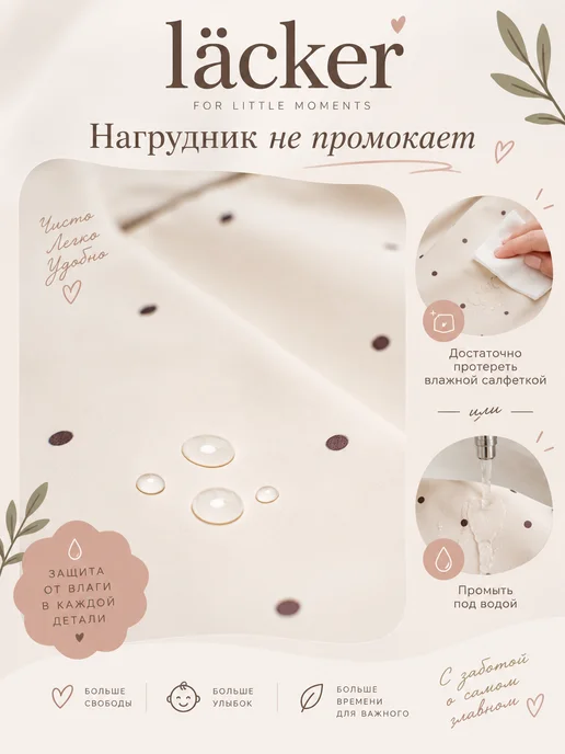 Läcker Нагрудник для кормления непромокаемый слюнявчик детский, серый, фото 4
