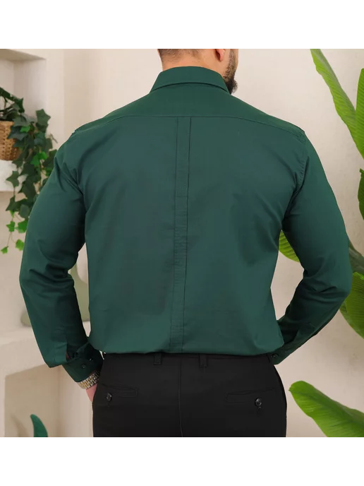 Exclusive.shop_men Рубашка хлопок на пуговицах классическая, зеленый, фото 4