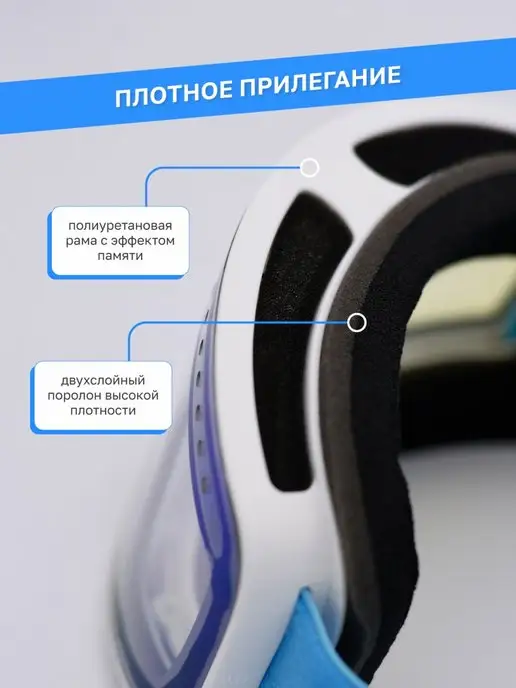 OrtoX Очки горнолыжные со съемными линзами на магните, голубой, фото 4