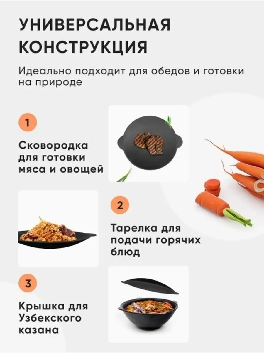 Сковорода чугунная садж литая для кухни, отдыха на природе Grand Metall  Invest 138552803 купить за 2 034 ₽ в интернет-магазине Wildberries