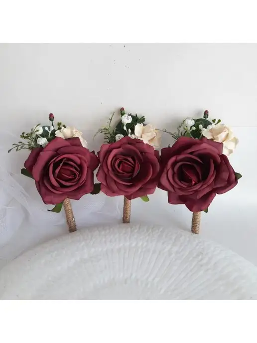 ReniWedding Бутоньерка для жениха, красный