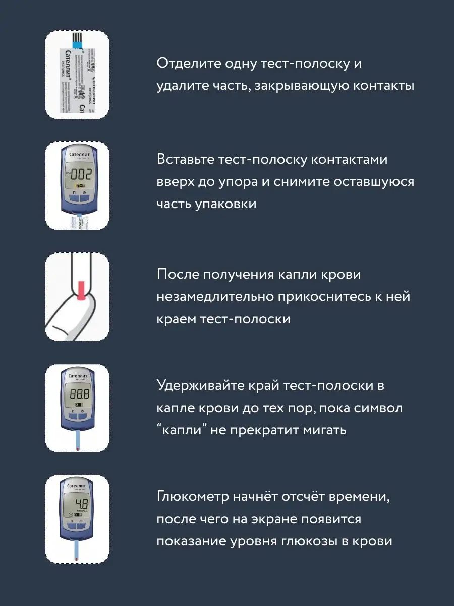 Тест-полоски Экспресс ПКГЭ-03 для глюкометра №50 Сателлит 138556646 купить  в интернет-магазине Wildberries