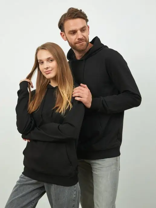 Cotton Wear Худи оверсайз с капюшоном, черный, фото 4