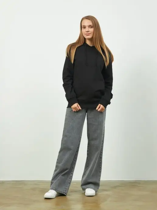 Cotton Wear Худи оверсайз с капюшоном, черный, фото 5