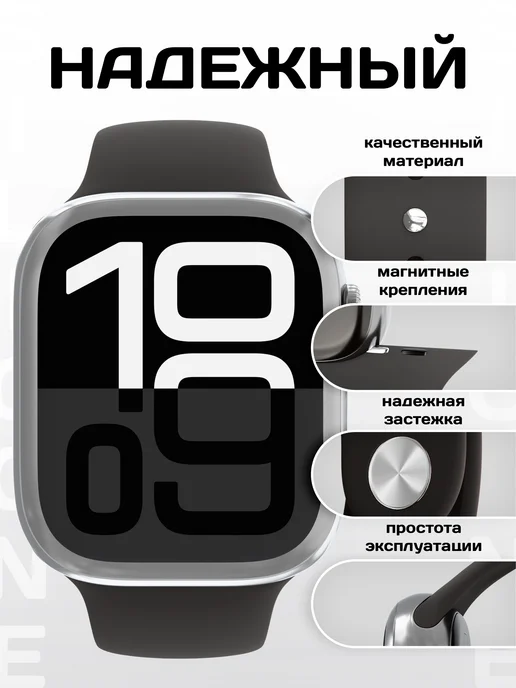 VladInspire Ремешок для Apple Watch 44 45 46 49 mm силиконовый, серый, фото 3
