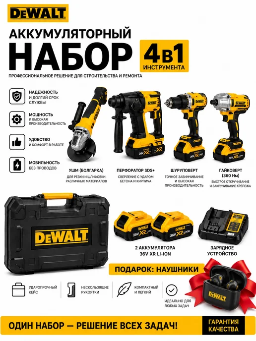 Оригинальный⠀товар Набор аккумуляторный инструментов DeWalt, вариант