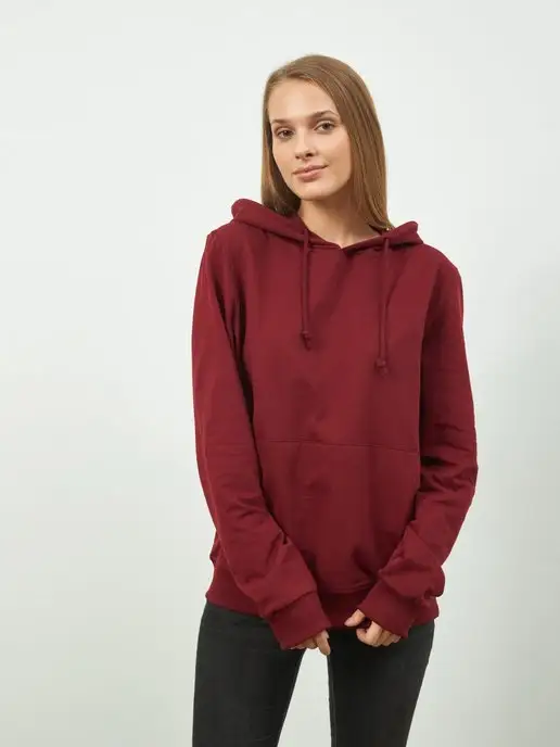 Cotton Wear Худи оверсайз с капюшоном, красный, фото 6