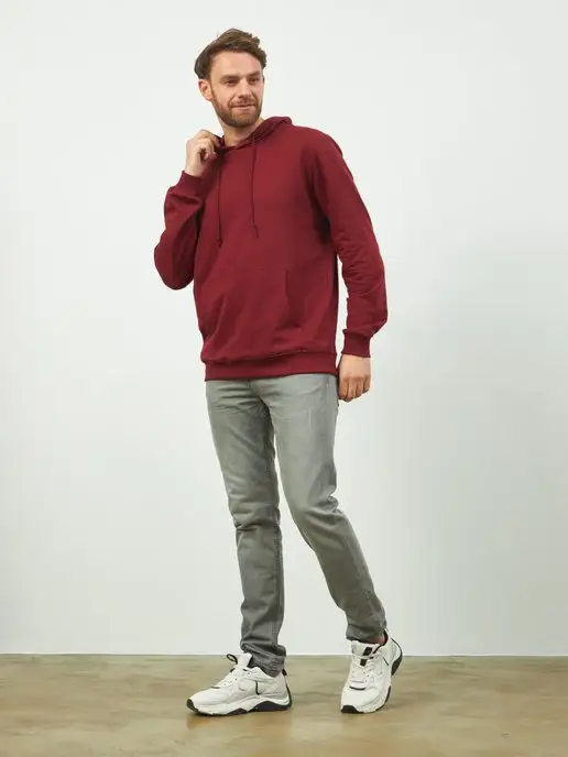 Cotton Wear Худи оверсайз с капюшоном, красный, фото 7