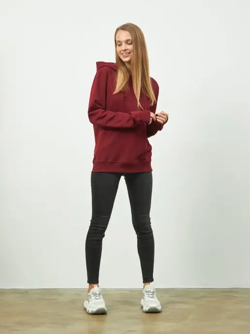 Cotton Wear Худи оверсайз с капюшоном, красный, фото 8