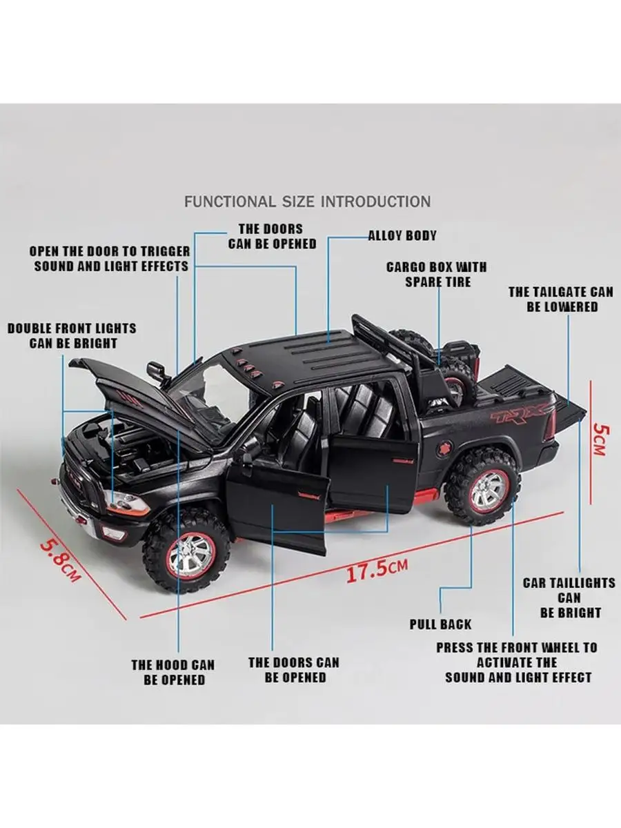 Модель автомобиля Dodge RAM 1500 TRX 1:32 с цветной коробкой SRT-SPEED-shop  138597537 купить за 1 267 ₽ в интернет-магазине Wildberries