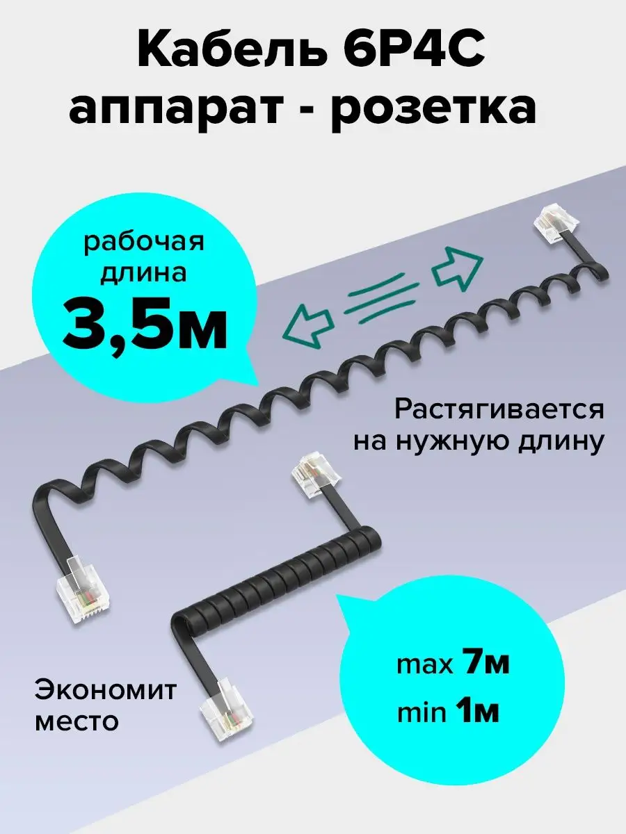 Провод для телефона витой розетка - аппарат GCR 138652490 купить в  интернет-магазине Wildberries