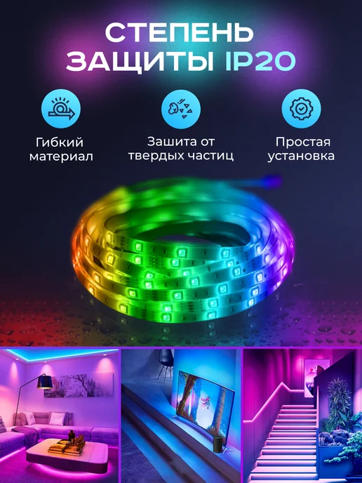 OLMILIGHT Светодиодная лента USB подсветка RGB с пультом 3 метра, 4 м, фото 3