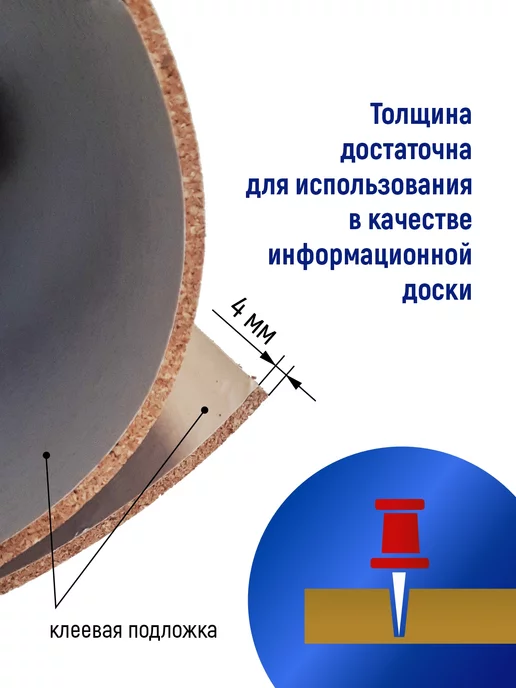 Stendplus Пробковая доска на стену для заметок 60х40 см, 60x40 см, фото 2