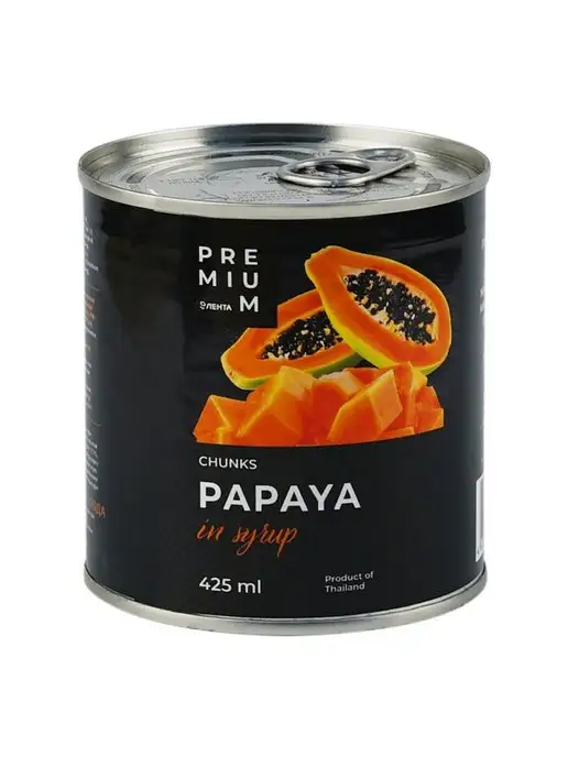 ЛЕНТА PREMIUM Папайя кусочки в сиропе 425 мл, 425 мл