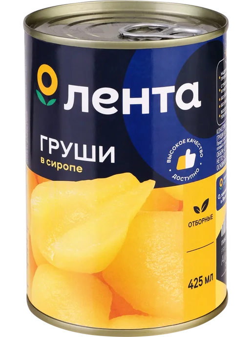 лента Груши в сиропе 425г, 425 г