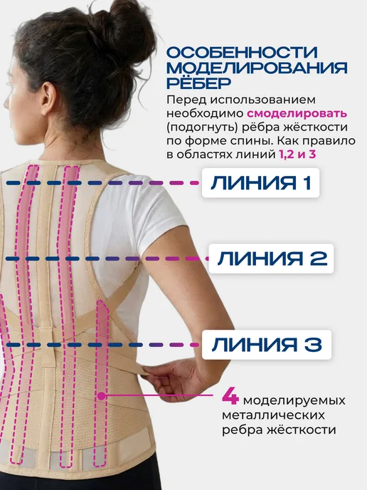 Крейт Корсет для осанки и спины детский ортопедический, дышащий, бежевый, фото 3