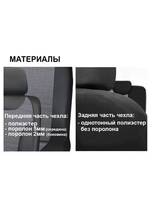 Adamauto Универсальные чехлы на сиденья KING, черно-серые, черный, фото 3